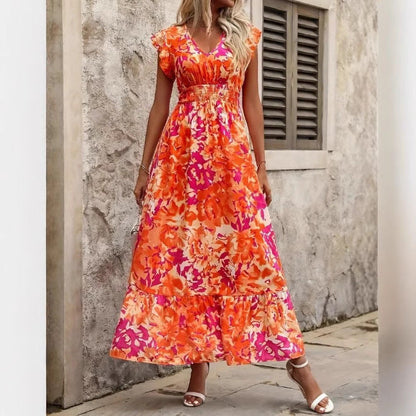 Cato | Dames Maxi Jurk met Bloemenprint – Mouwloos, V-Hals & Luchtige Pasvorm voor Zomer en Vakantie