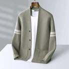 Women's Merino Wool Cardigan with Sleeve Stripes