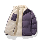 Reversible puffer jacket met sherpa lining