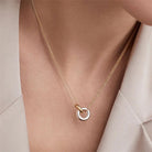 Women's Circle Pendant Necklace, Gold-Plated Stainless Steel
