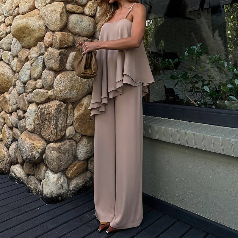 Edmée | Dames Two-Piece Set – Asymmetrische Top – Mouwloos – Luchtige Pasvorm