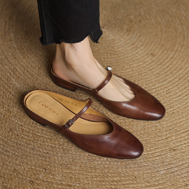 Women's Genuine Leather Mary Jane Mules