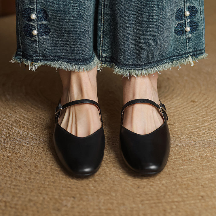 Women's Genuine Leather Mary Jane Mules