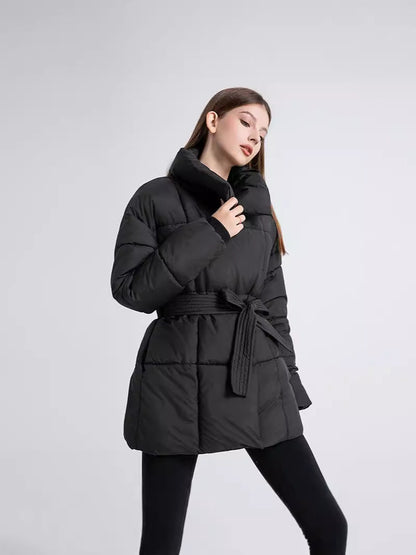 Dames Getailleerde Puffer Parka Jas – Waterafstotend, Effen Winterjas voor Avondkleding