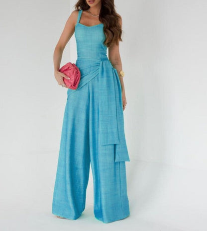 Corrina | Dames Jumpsuit – Elegante Pasvorm – Wijde Pijpen – Mouwloos – Ademend Materiaal