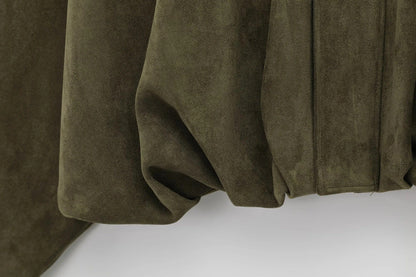 Suede Jacket | Oversized damesjas van suède met vintage look en gestructureerde schouders