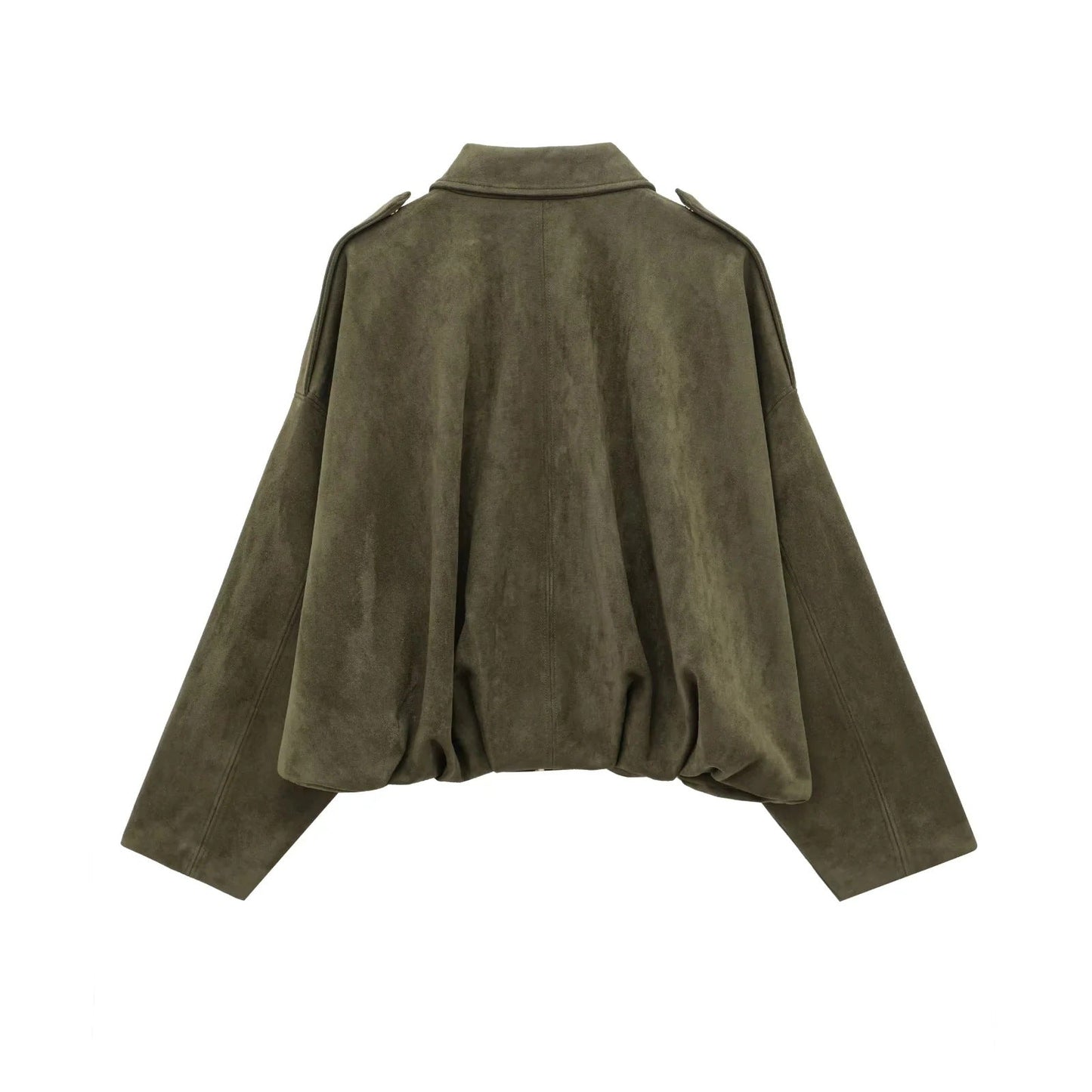Suede Jacket | Oversized damesjas van suède met vintage look en gestructureerde schouders