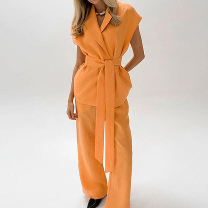 Gea | Dames set met mouwloze top en wijde broek – ademend en stijlvol voor de zomer