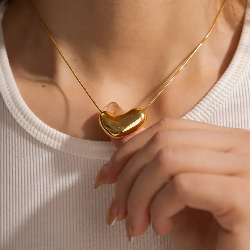 Women's Heart Pendant Necklace, Gold-Plated Stainless Steel