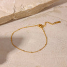 Women's Gold-Plated Anklet with Cubic Zirconia, Adjustable & Waterproof