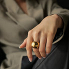 Women's Dome Statement Ring - Gold-Plated Stainless Steel Band