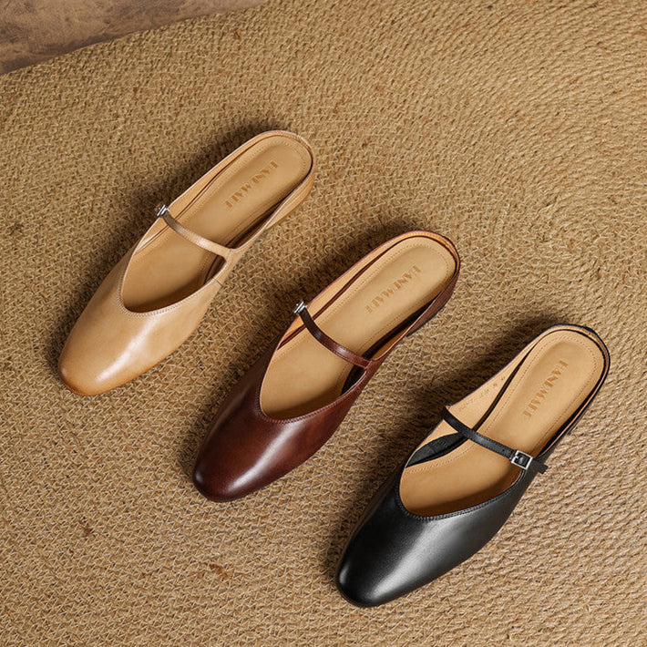Women's Genuine Leather Mary Jane Mules