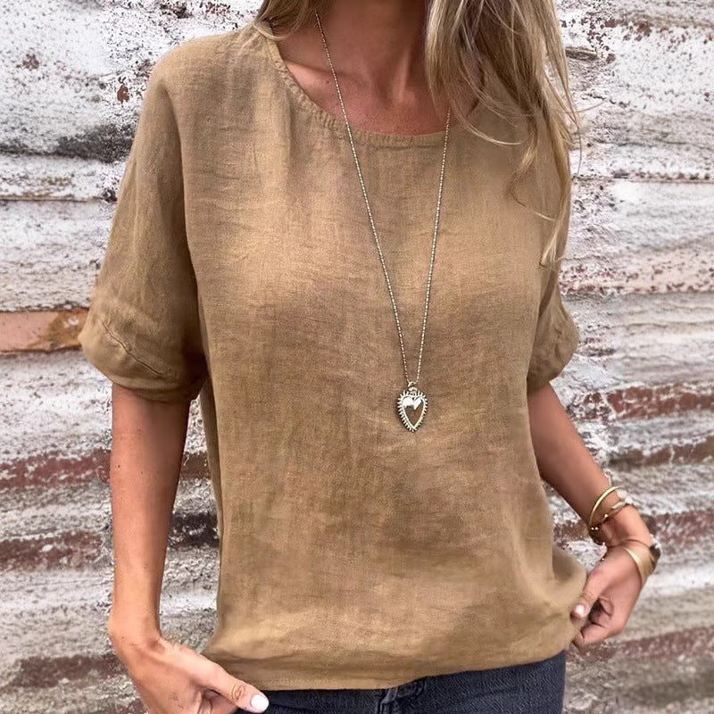 Edith | Dames T-shirt – Losse Pasvorm – Ademend – Ronde Hals – Korte Mouwen