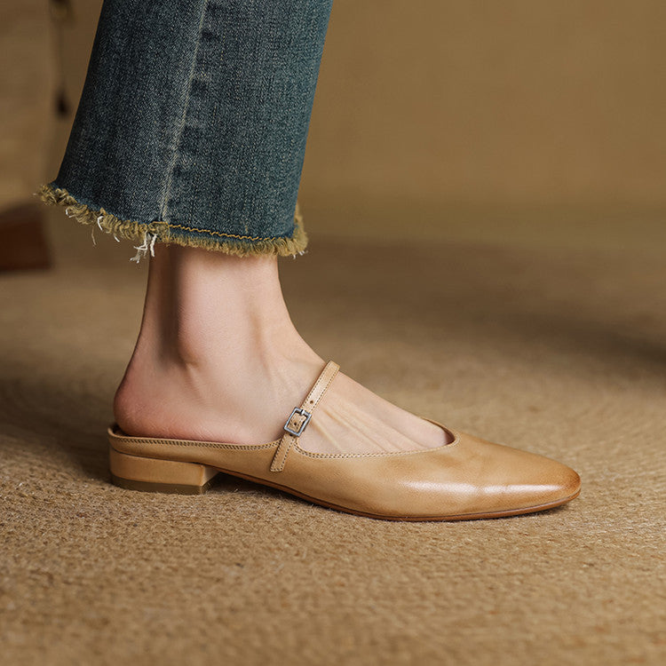 Women's Genuine Leather Mary Jane Mules