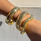 Women's Chunky Bangle Set Gold-Plated Stainless Steel, 3-Piece