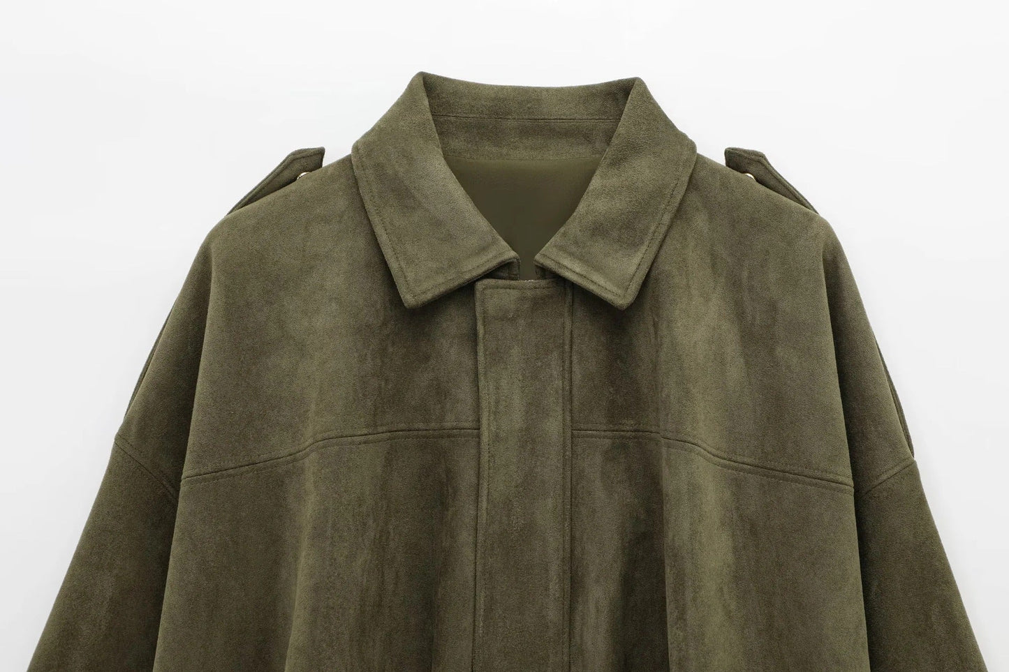 Suede Jacket | Oversized damesjas van suède met vintage look en gestructureerde schouders