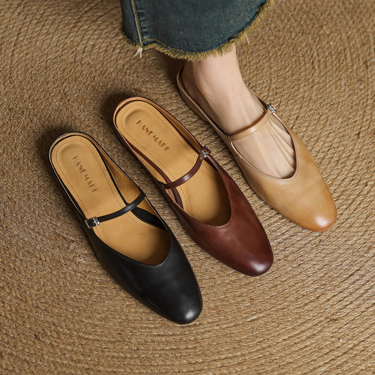 Women's Genuine Leather Mary Jane Mules