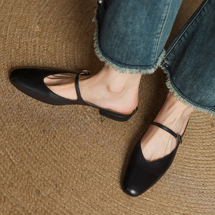 Women's Genuine Leather Mary Jane Mules