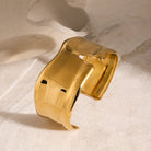 Women's Gold-Plated Minimalist Cuff Bracelet - Stainless Steel