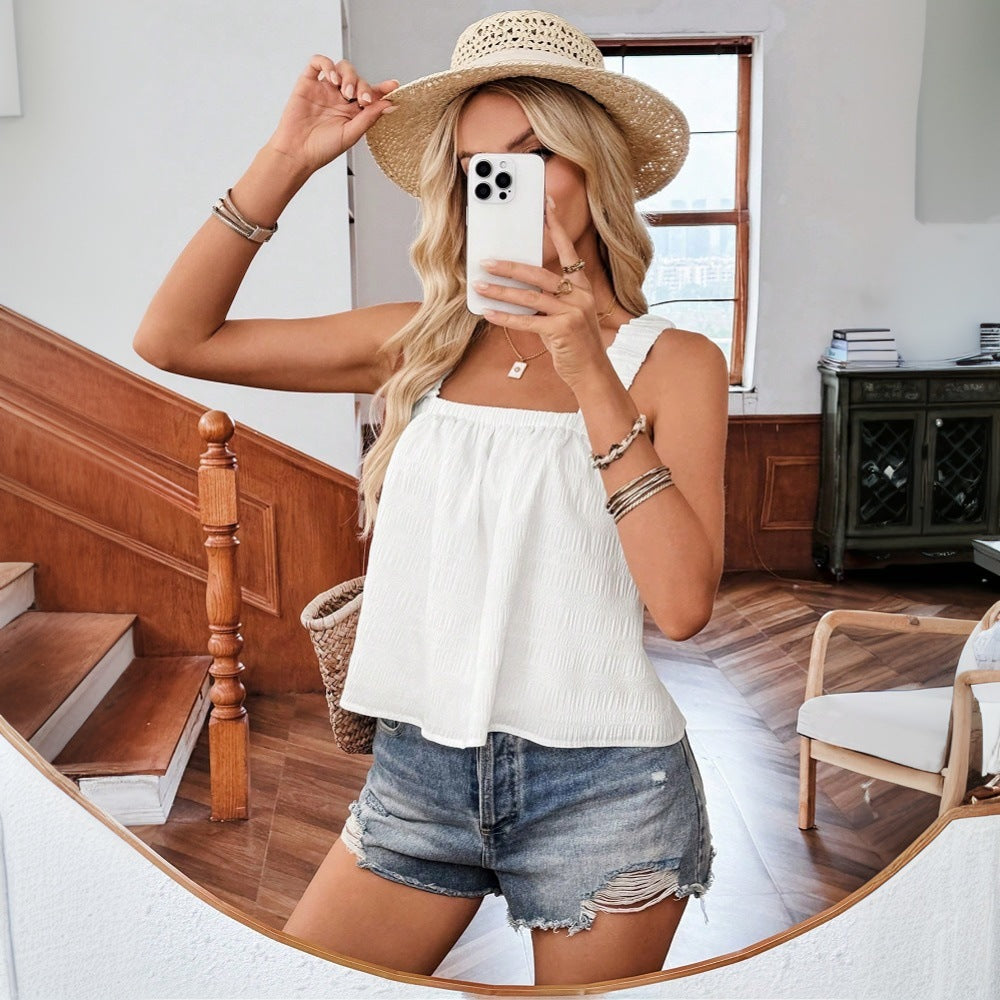 Germaine | Dames Camisole Top met Ribstructuur – Cropped Model & Brede Bandjes voor Comfort en Stijl