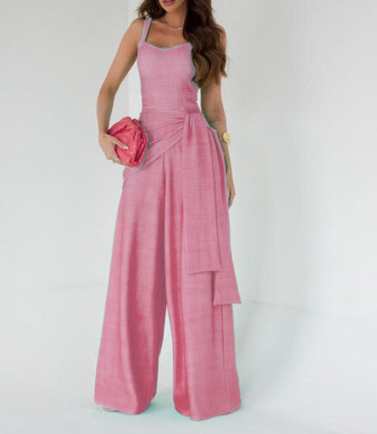 Corrina | Dames Jumpsuit – Elegante Pasvorm – Wijde Pijpen – Mouwloos – Ademend Materiaal