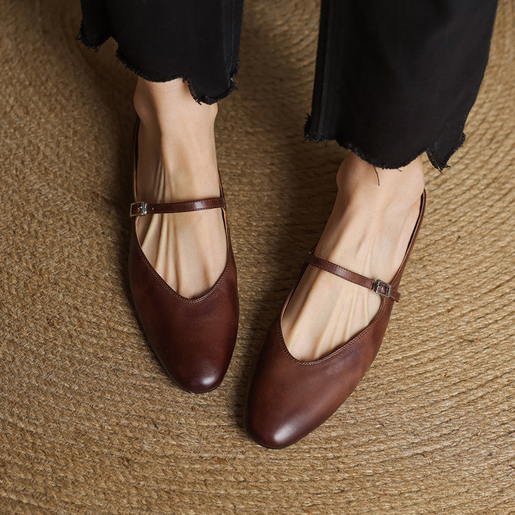 Women's Genuine Leather Mary Jane Mules