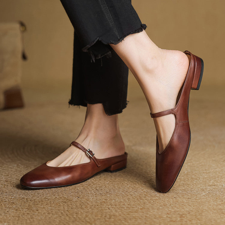 Women's Genuine Leather Mary Jane Mules