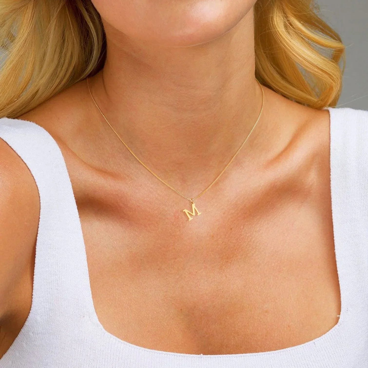Women's Initial Pendant Necklace - Gold-Tone Letter Charm