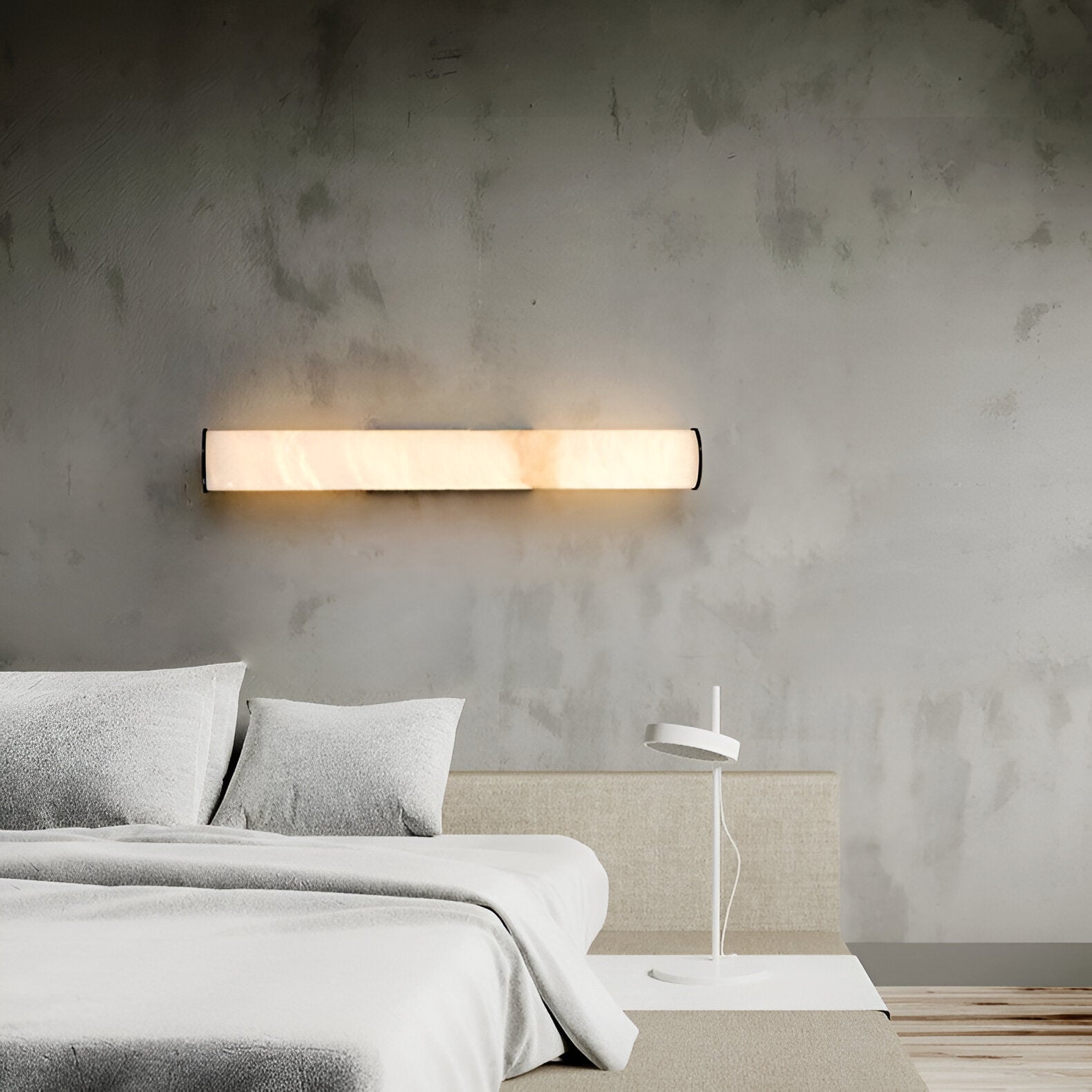 Marble Wall Sconce with Vertical Cylindrical LED Light, Copper Finish