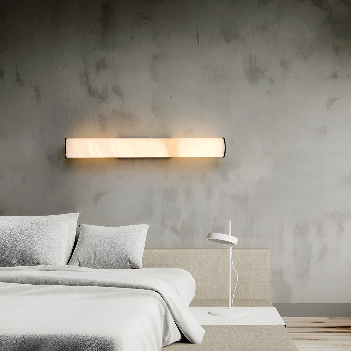 Marble Wall Sconce with Vertical Cylindrical LED Light, Copper Finish