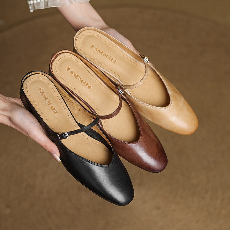 Women's Genuine Leather Mary Jane Mules