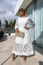 Women's Lace Cocktail Dress with Long Sleeves