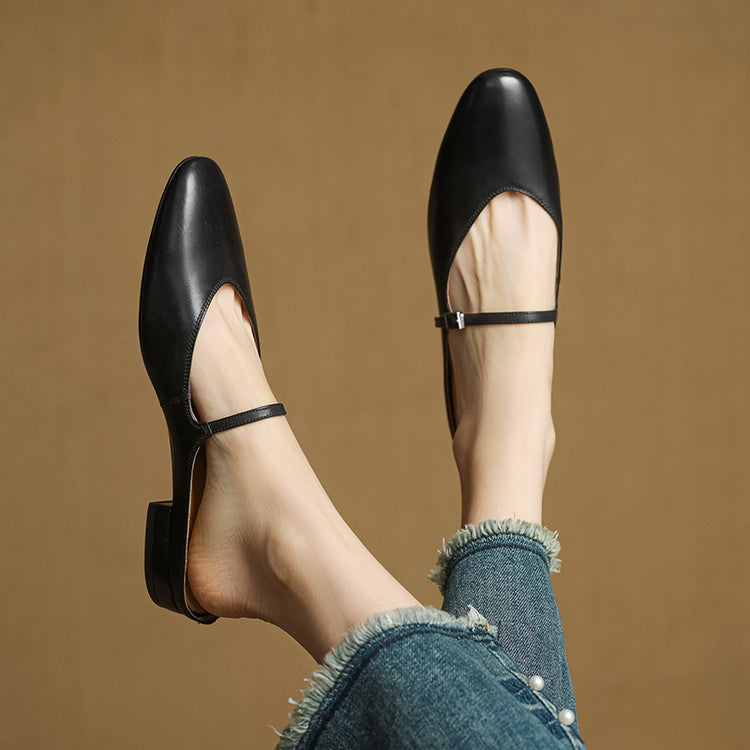 Women's Genuine Leather Mary Jane Mules