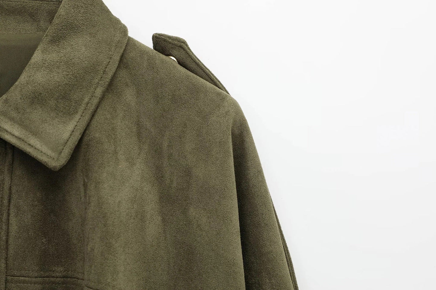 Suede Jacket | Oversized damesjas van suède met vintage look en gestructureerde schouders