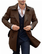 Men's Trench Coat Double-Breasted Tailored Mid-Length
