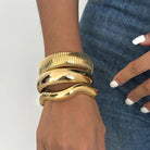 Women's Chunky Bangle Set Gold-Plated Stainless Steel, 3-Piece
