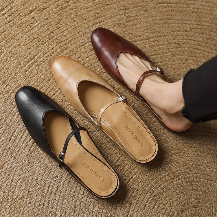 Women's Genuine Leather Mary Jane Mules