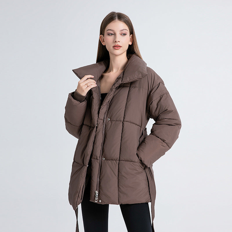 Dames Getailleerde Puffer Parka Jas – Waterafstotend, Effen Winterjas voor Avondkleding