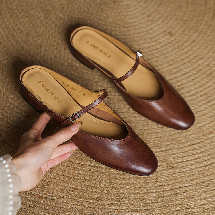 Women's Genuine Leather Mary Jane Mules