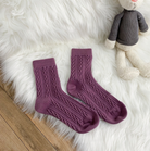 Women's Wool Socks – Classic Cable Knit Mid-Crew