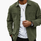 Men's Corduroy Jacket with Chest Pockets and Classic Collar