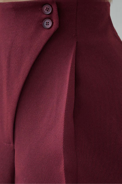 Lena Pantalon | Dames High-Waisted Wide-Leg Broek met Elegante Knopen