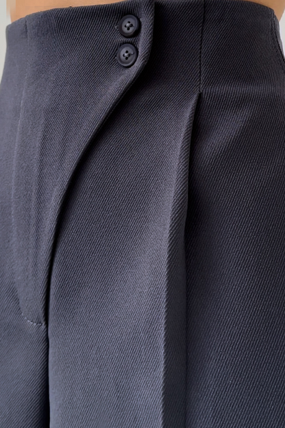 Lena Pantalon | Dames High-Waisted Wide-Leg Broek met Elegante Knopen