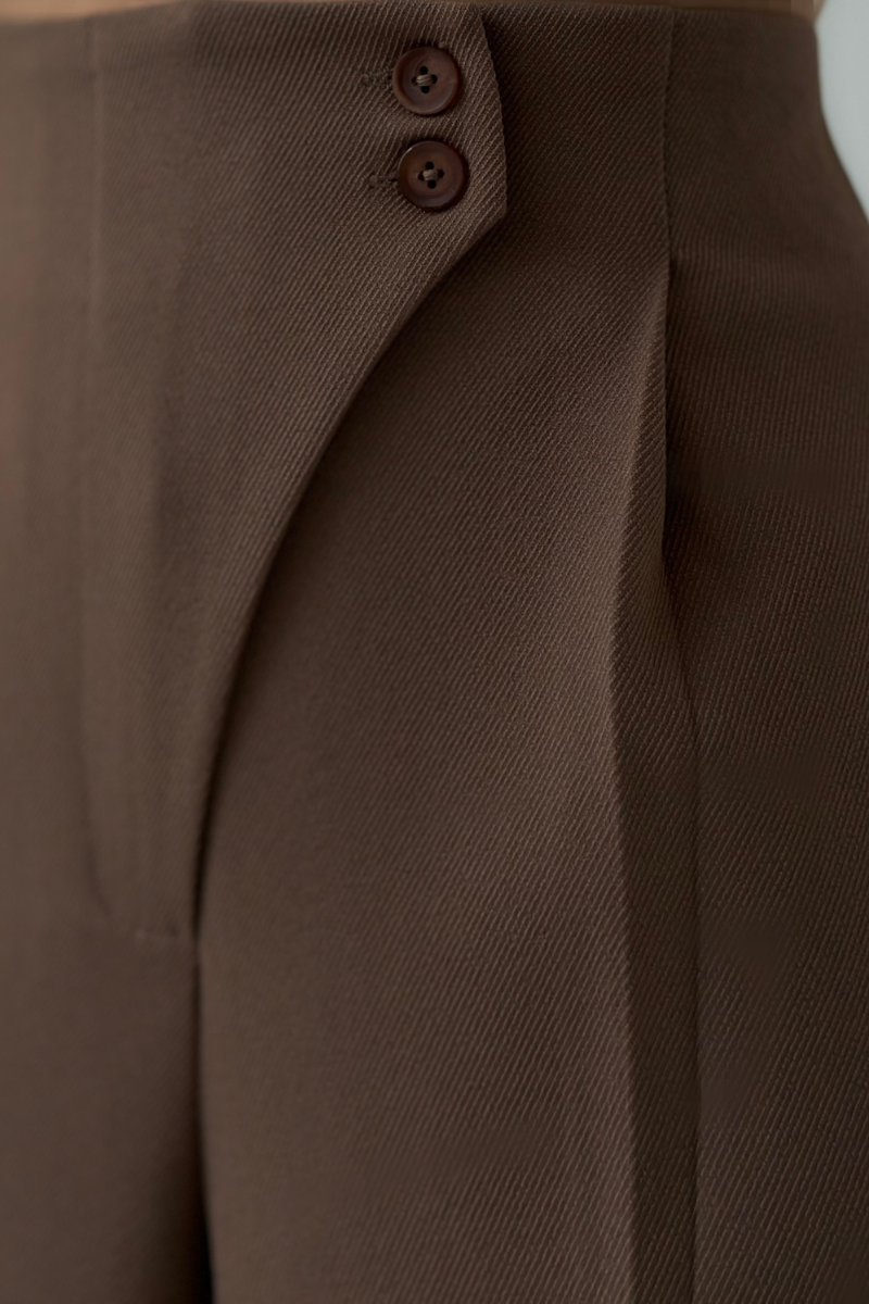 Lena Pantalon | Dames High-Waisted Wide-Leg Broek met Elegante Knopen