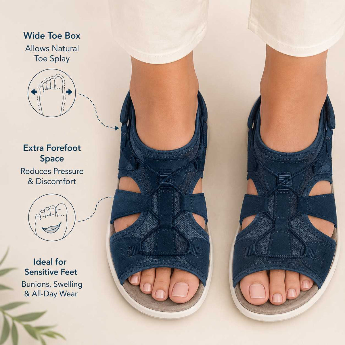 Women's Adjustable Orthopedic Sandals with Arch Support and Wedge Sole