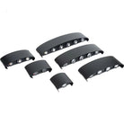 Six black curved LED light bars in various sizes, arranged on a plain white background.