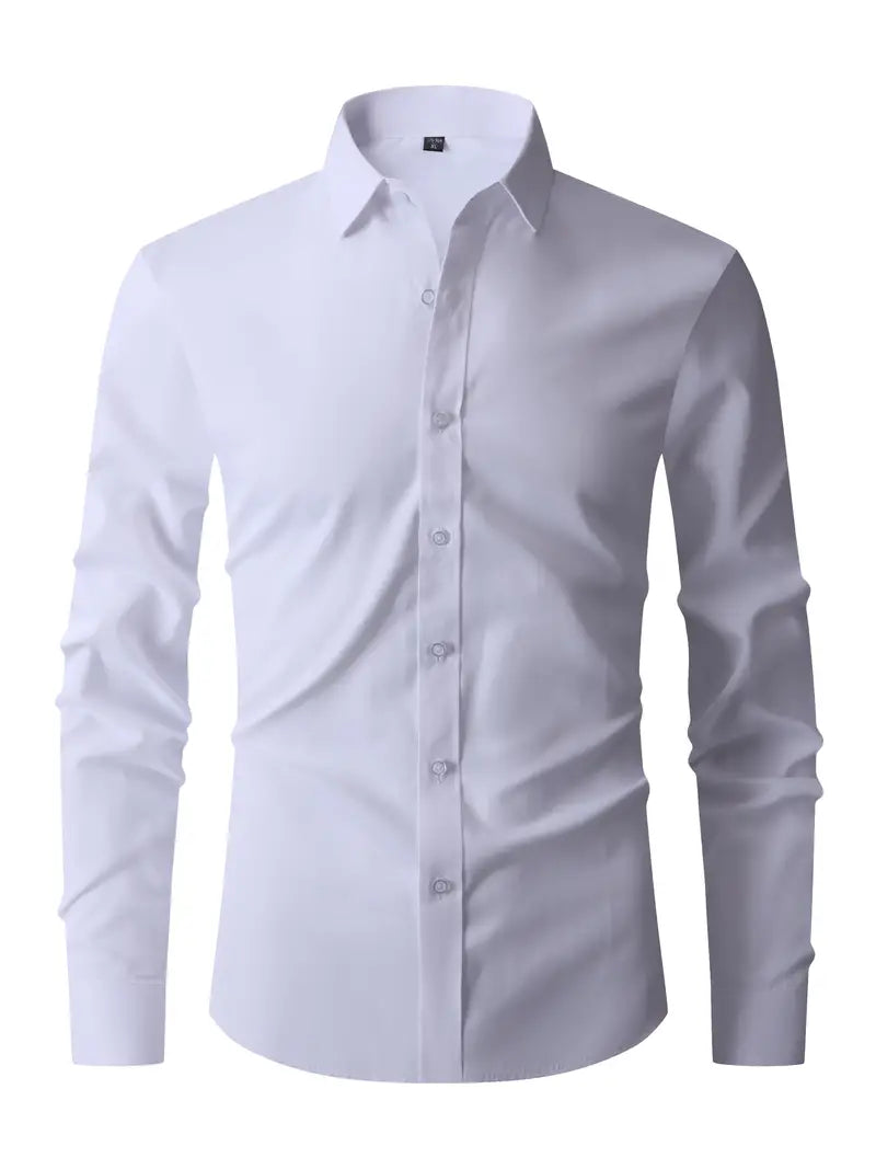 Men's Slim Fit Long Sleeve Shirt - Classic Collar Button-Up