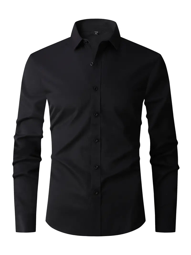 Men's Slim Fit Long Sleeve Shirt - Classic Collar Button-Up