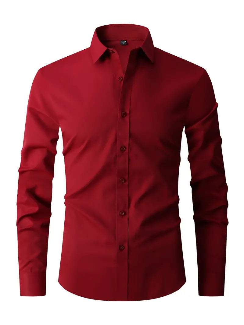 Men's Slim Fit Long Sleeve Shirt - Classic Collar Button-Up