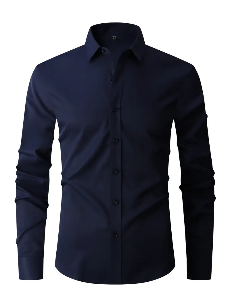Men's Slim Fit Long Sleeve Shirt - Classic Collar Button-Up